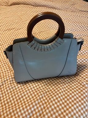 Patricia Nash Lyon Leather Tote with Brown Round Handles